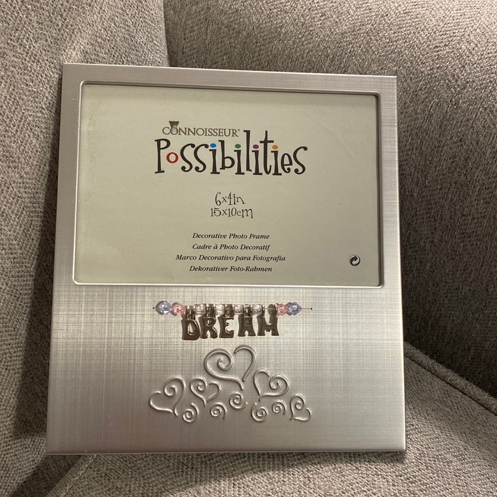 NWT “DREAM” frame fits 6”x4” photo, silver tone